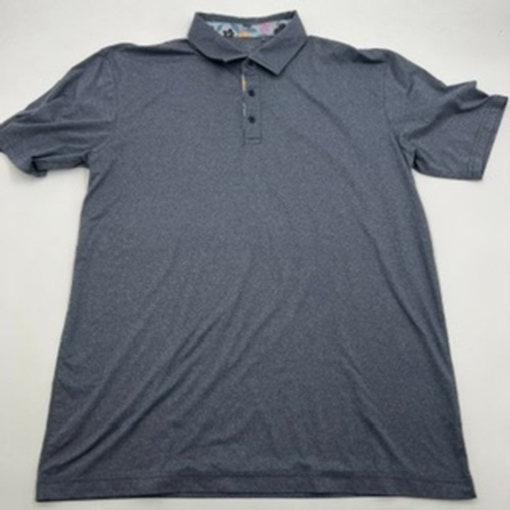 Swannies Mens Golf Polo Shirt Heather Gray Floral Contrast Large Short Sleeve